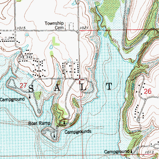 Topographic Map of Fall River Lake Fire Department, KS