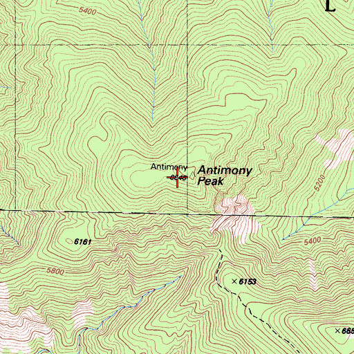 Topographic Map of Antimony Peak, CA