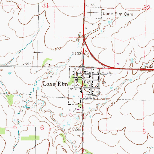 Topographic Map of Kincaid Fire Department - Lone Elm Station, KS