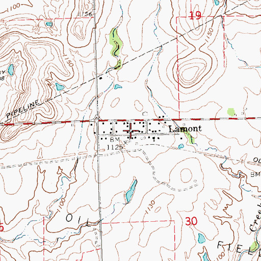 Topographic Map of Lamont Fire Department, KS