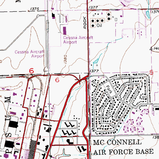 Topographic Map of McConnell Air Force Base Fire Station, KS