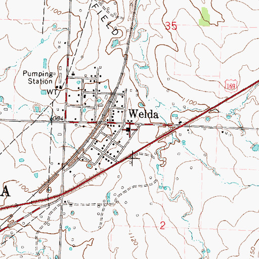 Topographic Map of Welda Volunteer Fire Department, KS