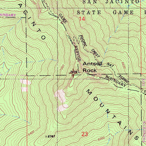 Topographic Map of Antsell Rock, CA