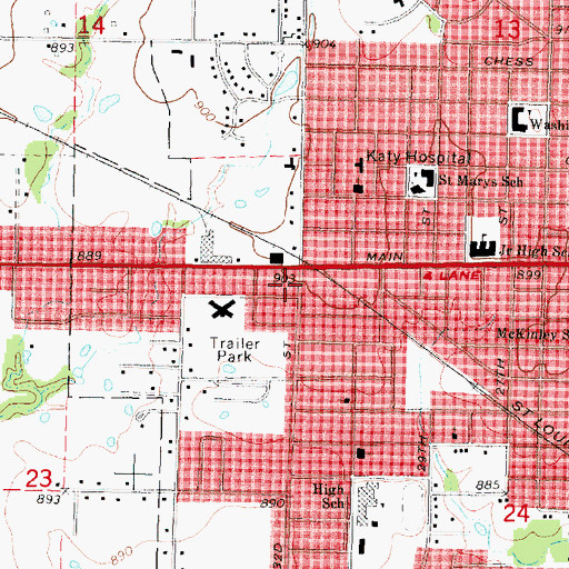 Topographic Map of Parsons Fire Department Station 2, KS