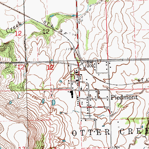 Topographic Map of Piedmont Volunteer Fire Department, KS