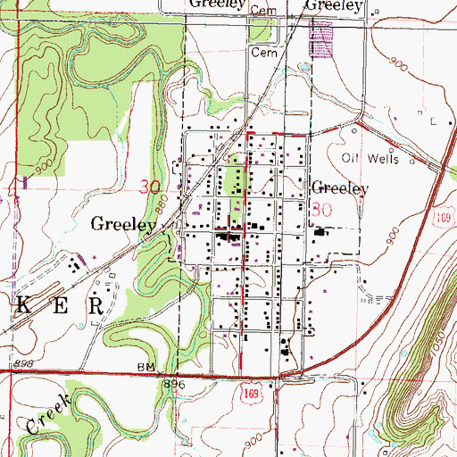 Topographic Map of Greeley Fire Department, KS