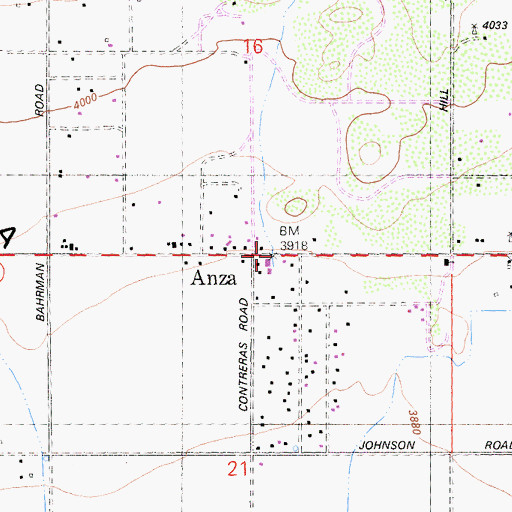 Topographic Map of Anza, CA