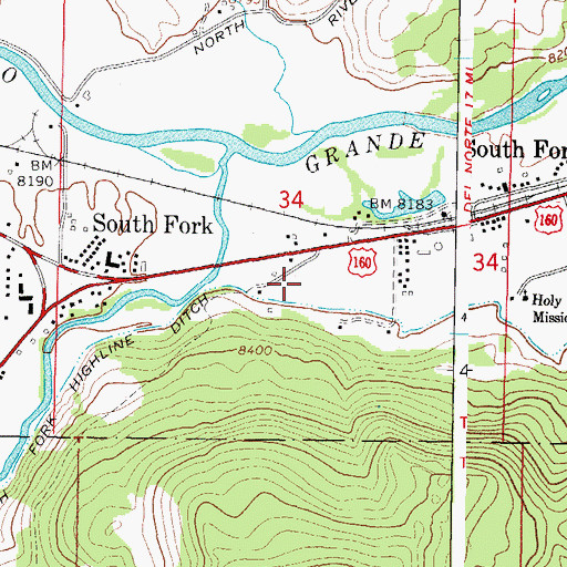 Topographic Map of South Fork Emergency Medical Services, CO