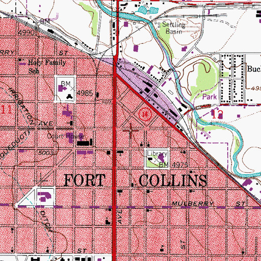Topographic Map of Poudre Fire Authority Headquarters and Administration, CO