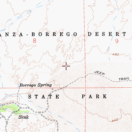 Topographic Map of Anza-Borrego Desert State Park, CA