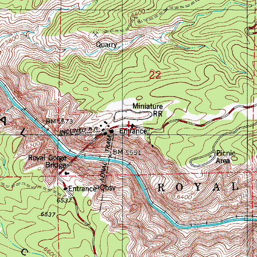 Topographic Map of Royal Gorge Park Fire Station, CO