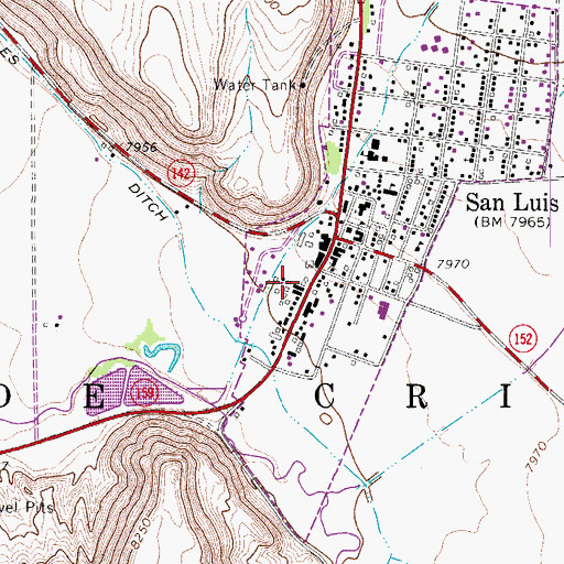 Topographic Map of Costilla Emergency Medical Services, CO