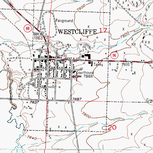 Topographic Map of Custer County Emergency Medical Services, CO