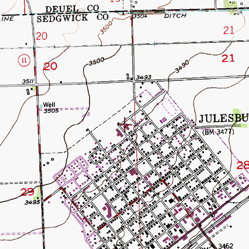 Topographic Map of Sedgwick County Health Center, CO