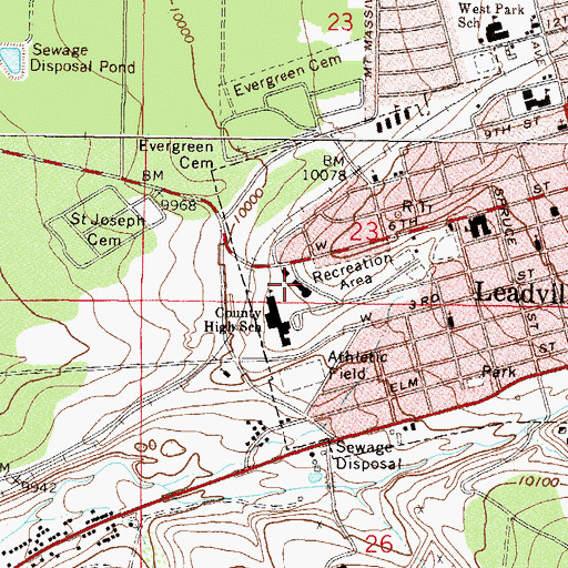Topographic Map of Saint Vincent Hospital, CO