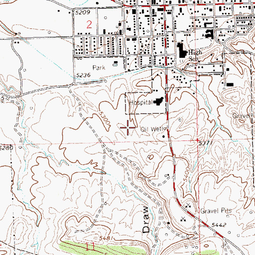 Topographic Map of Rangely District Hospital, CO