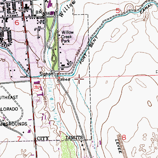 Topographic Map of Prowers Medical Center, CO