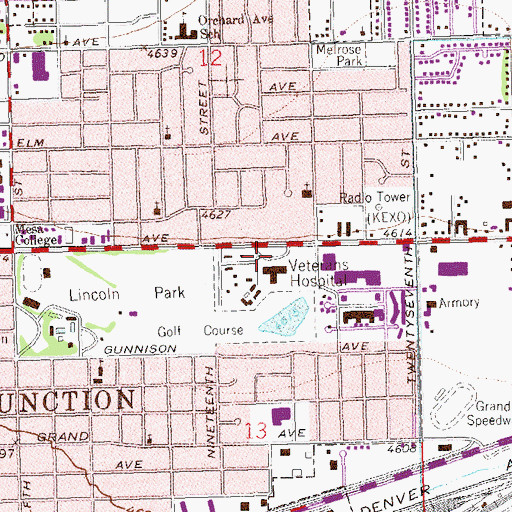 Topographic Map of Grand Junction Veterans Affairs Medical Center, CO