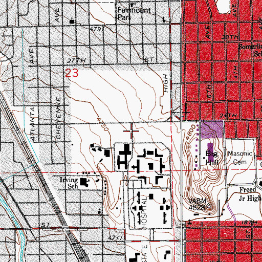 Topographic Map of Colorado Mental Health Institute at Pueblo, CO