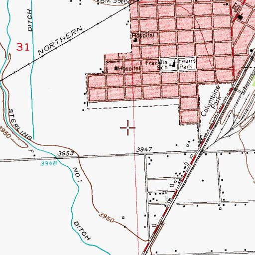 Topographic Map of Sterling Regional Medical Center, CO