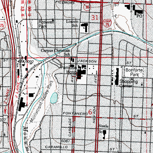 Topographic Map of Penrose Hospital - Saint Francis Heath Services, CO