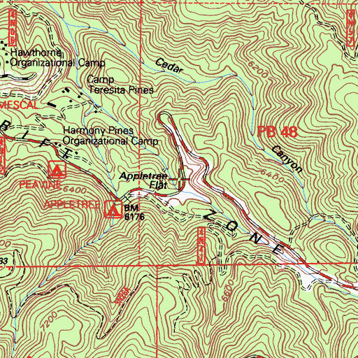 Topographic Map of Appletree Flat, CA