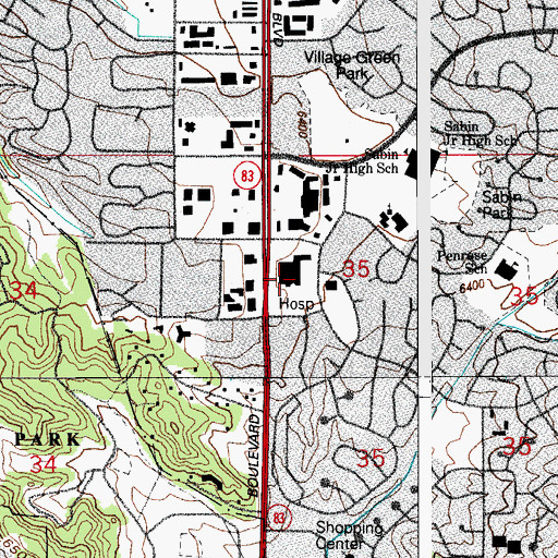 Topographic Map of Penrose Community Urgent Care, CO