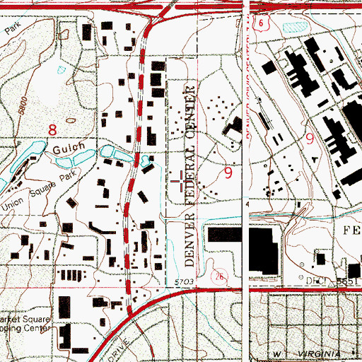 Topographic Map of Saint Anthony Hospital and Medical Center, CO