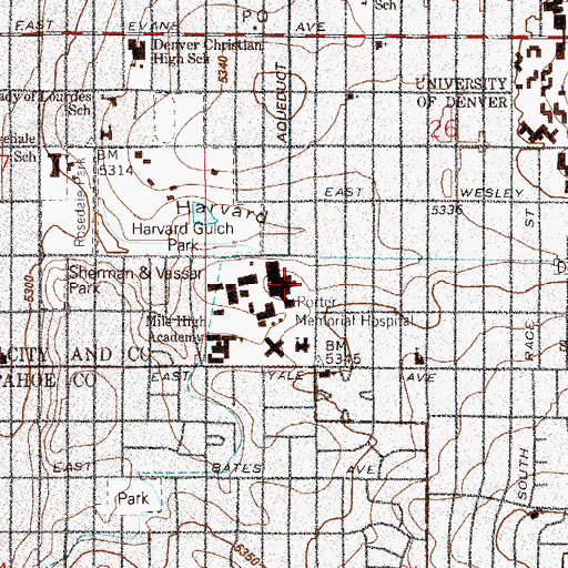 Topographic Map of Select Specialty Hospital Denver South Campus, CO