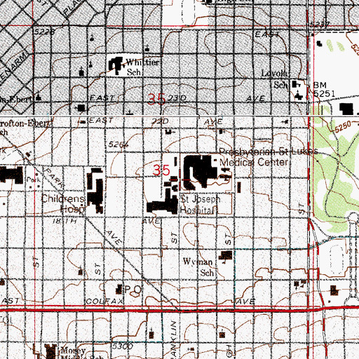 Topographic Map of Select Specialty Hospital Denver Campus, CO