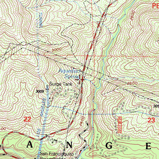 Topographic Map of Aqueduct Spring, CA