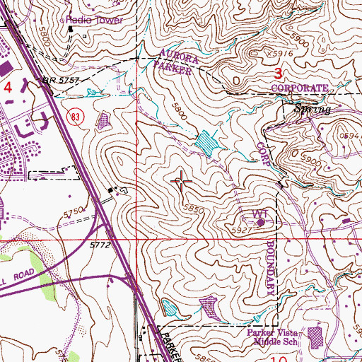 Topographic Map of Children's Hospital Colorado Therapy Care Parker, CO