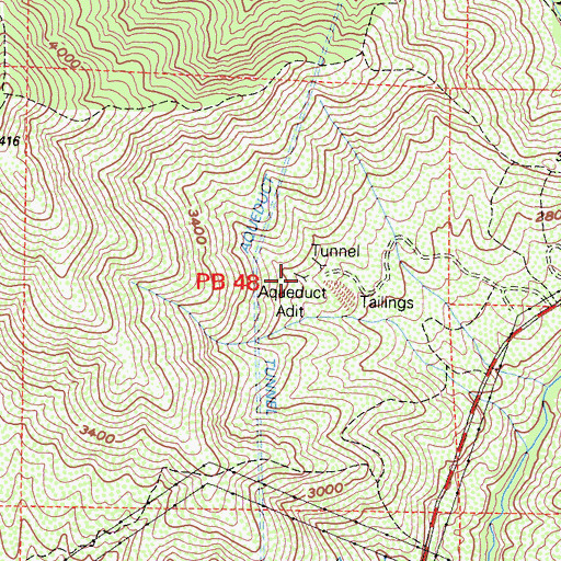Topographic Map of Aqueduct Tunnel, CA