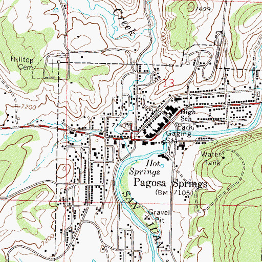 Topographic Map of Axis Health System Pagosa Springs Office, CO