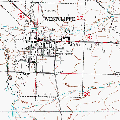 Topographic Map of Custer County Medical Center, CO
