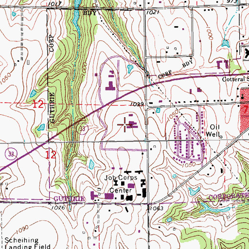 Topographic Map of Mercy Hospital Logan County, OK