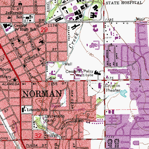 Topographic Map of Central Oklahoma Community Mental Health, OK