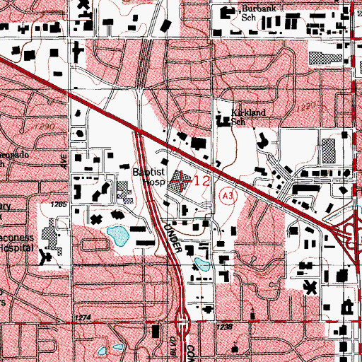 Topographic Map of Intensiva Hospital of Oklahoma, OK