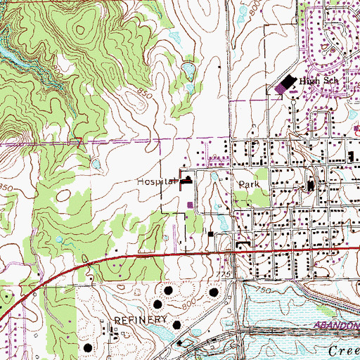 Topographic Map of Cleveland Area Hospital, OK