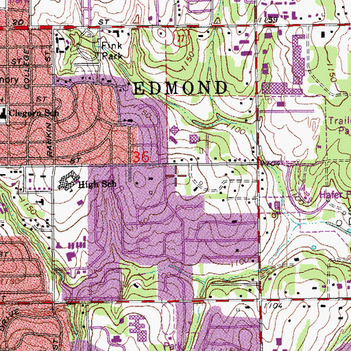 Topographic Map of AMG Specialty Hospital - Edmond, OK