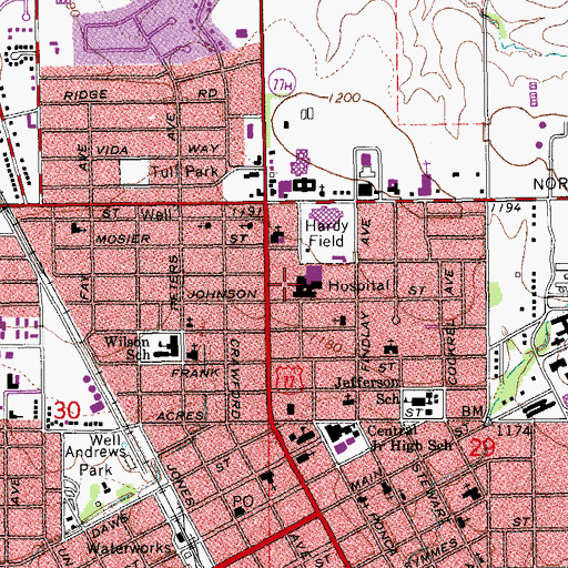Topographic Map of Norman Regional Hospital, OK