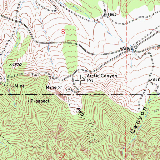Topographic Map of Arctic Canyon Pit, CA