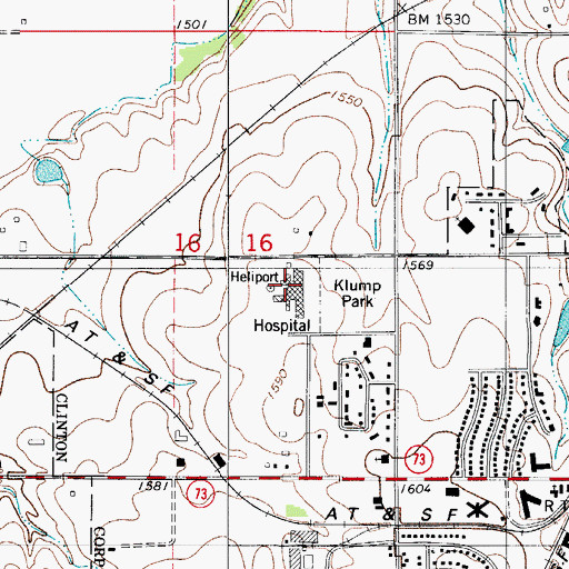 Topographic Map of Integris Clinton Regional Hospital, OK