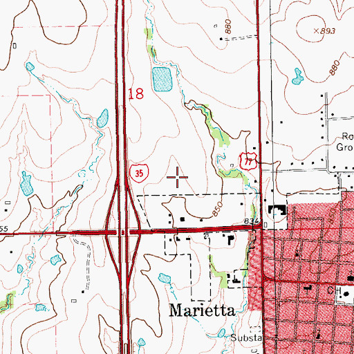 Topographic Map of Mercy Health Love County, OK