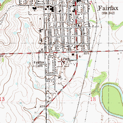 Topographic Map of Fairfax Community Hospital, OK
