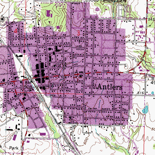 Topographic Map of Pushmataha Hospital, OK
