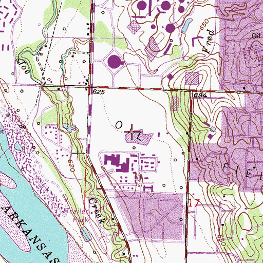 Topographic Map of Hillcrest Specialty Hospital, OK
