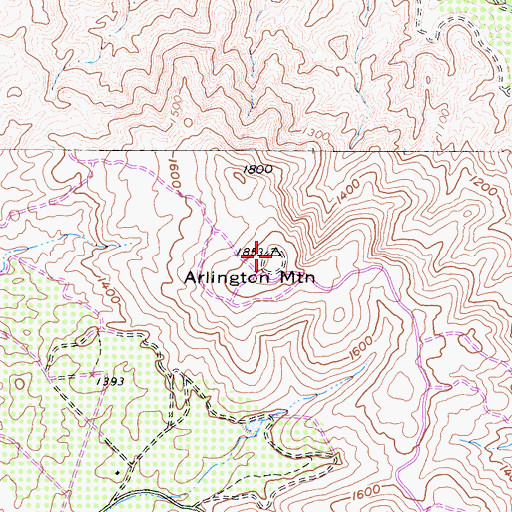 Topographic Map of Arlington Mountain, CA