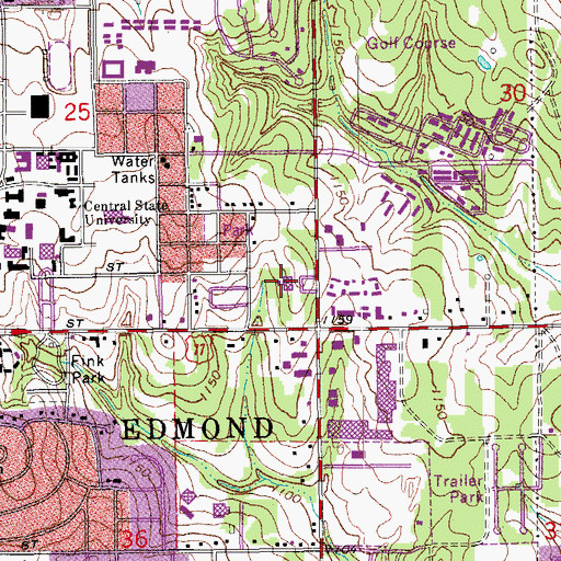 Topographic Map of Oklahoma University Medical Center Edmond, OK