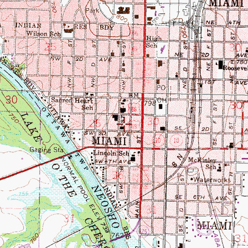 Topographic Map of Willow Crest Hospital, OK